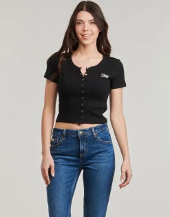 Guess - SL CN SNAP EMBRO SLIM TOP< T-shirts & Polos