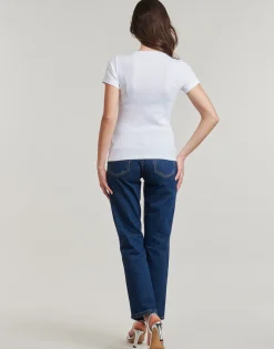 Guess T-shirts & Polos^- SS CN SNAP EMBRO SLIM TOP