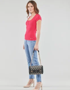 Guess - SS KARLEE JEWEL BTN HENLEY Fuchsia Clearance