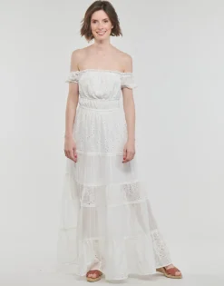 Guess - ZENA LONG DRESS Blanc Discount