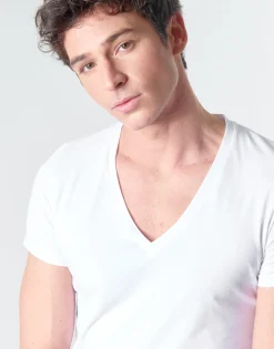 Hom - SUP' COTTON TSHIRT COL V PROFOND< T-shirts & Polos