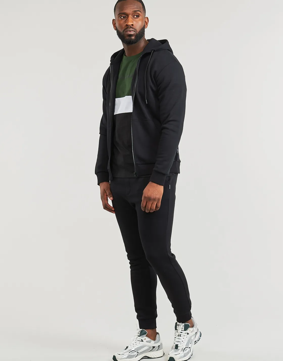 Jack & Jones - JJEBRADLEY SWEAT ZIP HOOD Noir