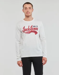 Jack & Jones - JJELOGO TEE LS O-NECK 2 COL AW23 SN Blanc Outlet