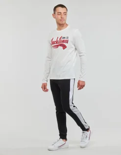 Jack & Jones - JJELOGO TEE LS O-NECK 2 COL AW23 SN Blanc Outlet