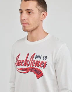 Jack & Jones - JJELOGO TEE LS O-NECK 2 COL AW23 SN Blanc Outlet