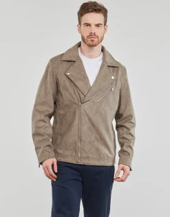 Jack & Jones - JJROCKY FAUX SUEDE BIKER JACKET Beige Sale