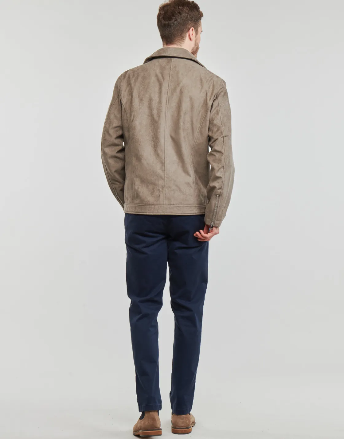 Jack & Jones - JJROCKY FAUX SUEDE BIKER JACKET Beige Sale