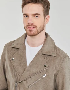Jack & Jones - JJROCKY FAUX SUEDE BIKER JACKET Beige Sale