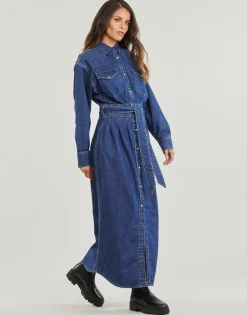 Lee - BELTED WESTERN DRESS Bleu Clearance