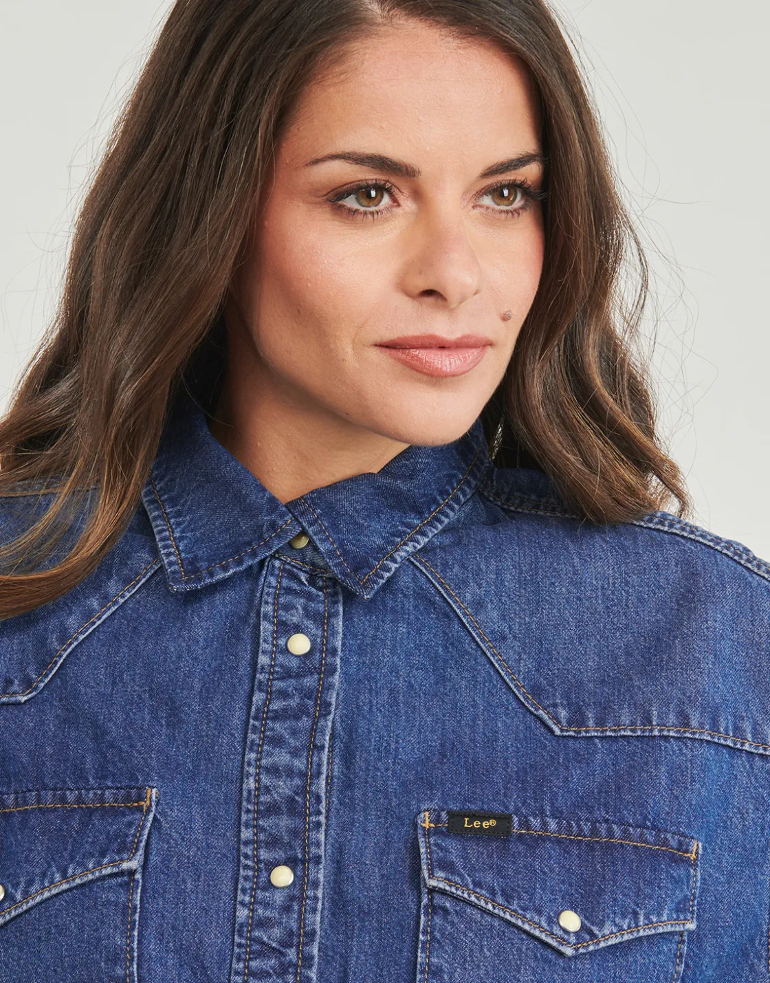 Lee - BELTED WESTERN DRESS Bleu Clearance