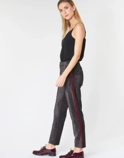 Maison Scotch - TAPERED LUREX PANTS WITH VELVET SIDE PANEL< Pantalons