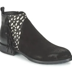 Meline - VELOURS NERO PLUME NERO< Bottines / Boots