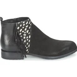 Meline - VELOURS NERO PLUME NERO< Bottines / Boots