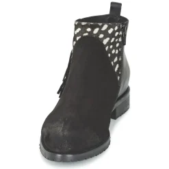 Meline - VELOURS NERO PLUME NERO< Bottines / Boots