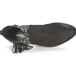 Meline - VELOURS NERO PLUME NERO< Bottines / Boots