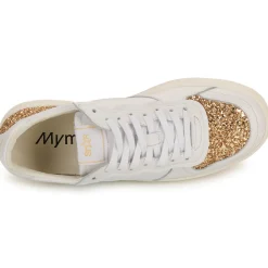 Myma Baskets Mode^- 7616MY00-CUIR--GLIT-PLATINE