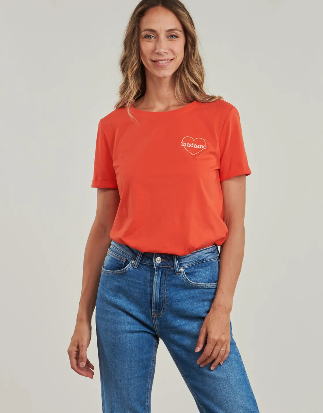 Only - ONLBEATE LIFE S/S HEART TOP CS JRS Rouge