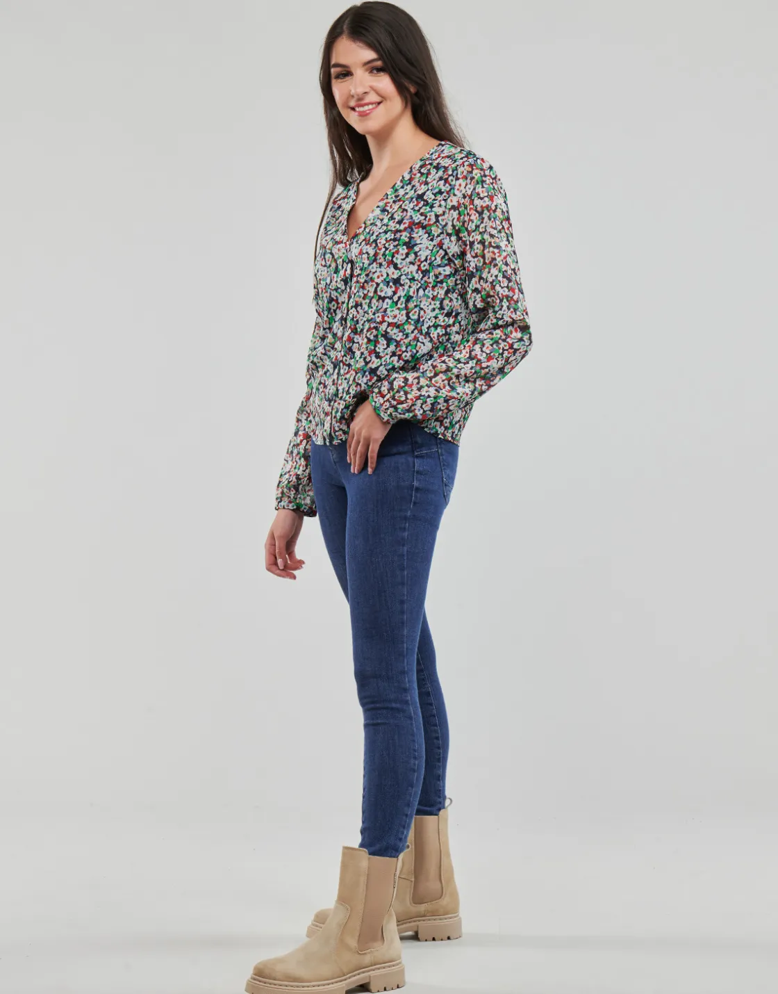 Only - ONLDANIELLE FR L/S V-NECK LUREX TOP PTM< Tops / Blouses