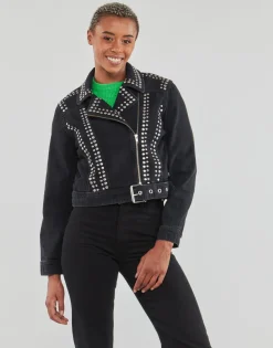 Only Vestes^- ONLGILLA LS STUD DNM BIKER JACKET CRO