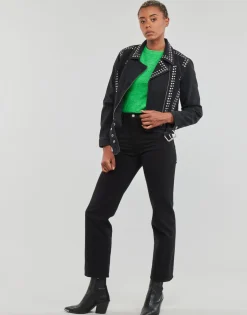Only Vestes^- ONLGILLA LS STUD DNM BIKER JACKET CRO