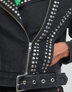 Only Vestes^- ONLGILLA LS STUD DNM BIKER JACKET CRO