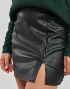 Only Jupes^- ONLLENI FAUX LEATHER SLIT SKIRT PNT