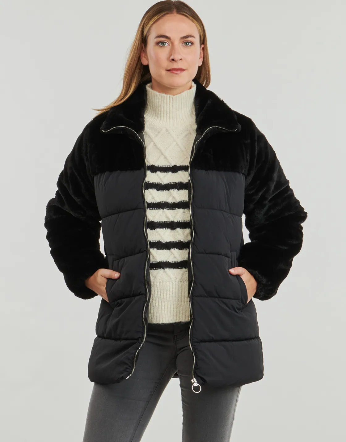Only - ONLWANJA FUR PUFFER MIX COAT CC OTW Noir New