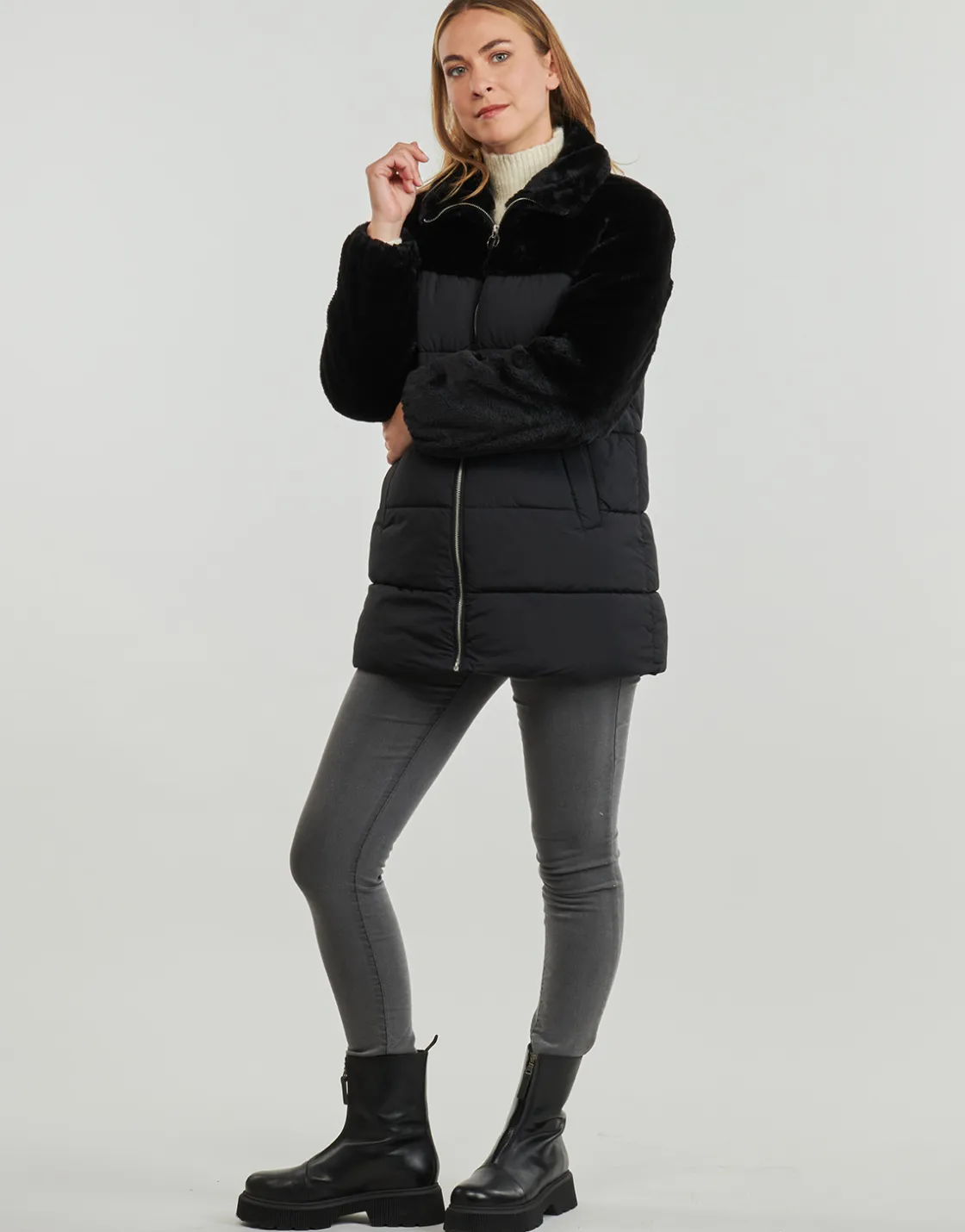Only - ONLWANJA FUR PUFFER MIX COAT CC OTW Noir New