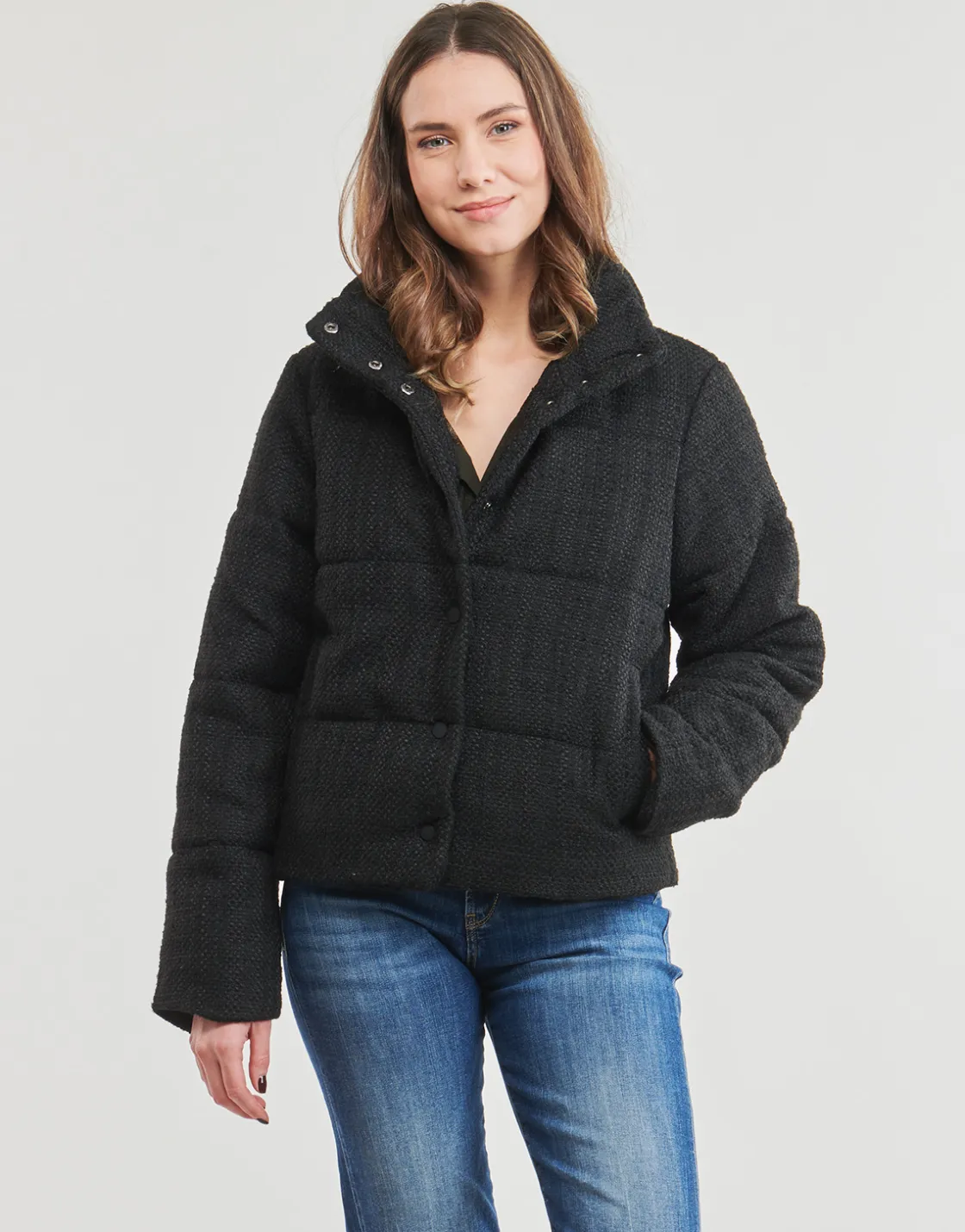 Only - ONLWIKI BOUCLE MIX PUFFER JACKET OTW Noir Online