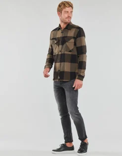 Only & Sons  - ONSMILO LS CHECK OVERSHIRT Marron New