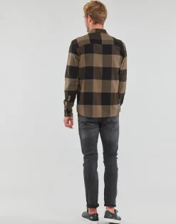 Only & Sons  - ONSMILO LS CHECK OVERSHIRT Marron New