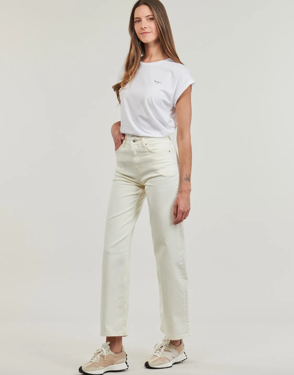 Pepe jeans - WIDE LEG JEANS UHW Ecru Discount