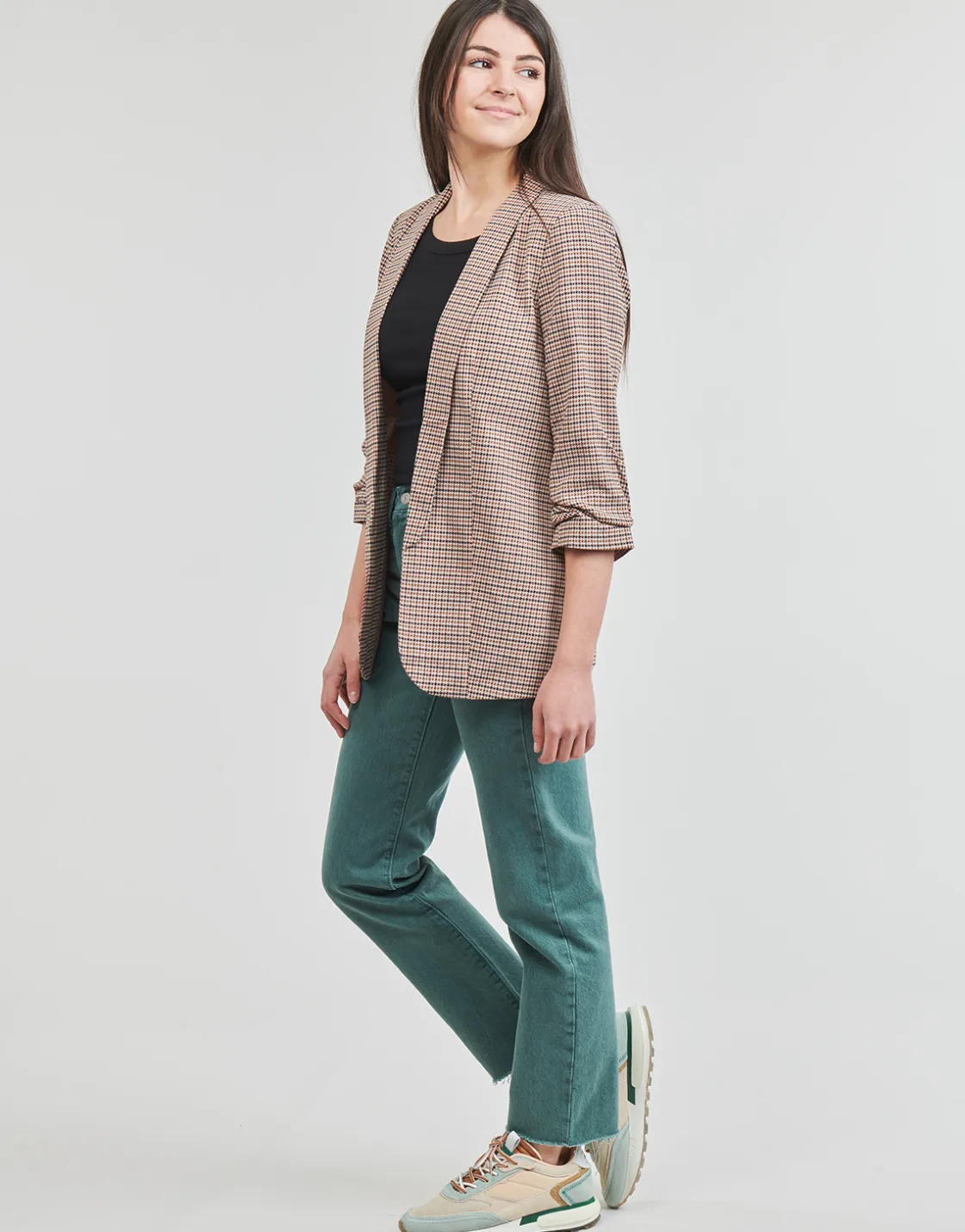 Pieces - PCBOSS 3/4 PRINTED BLAZER Marron Clearance