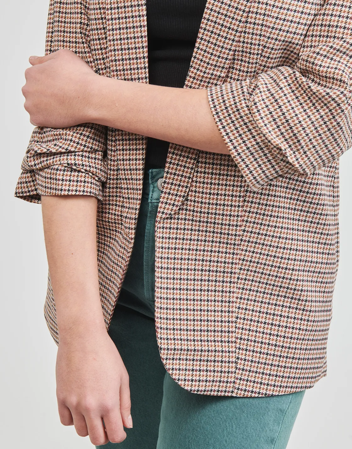Pieces - PCBOSS 3/4 PRINTED BLAZER Marron Clearance