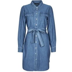 Pieces Robes^- PCOSALINA LS MIDI DNM MB DRESS
