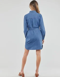 Pieces Robes^- PCOSALINA LS MIDI DNM MB DRESS