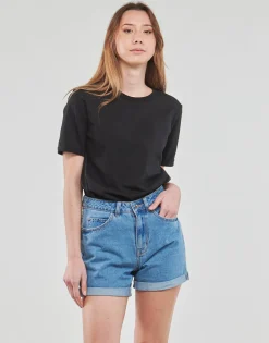 Pieces - PCRIA SS FOLD UP SOLID TEE Noir Best