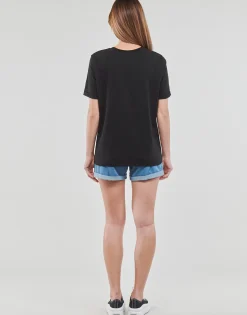 Pieces - PCRIA SS FOLD UP SOLID TEE Noir Best