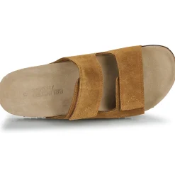 Selected - SLHBASTIAN SUEDE STRAP SLIDER B Cognac Clearance