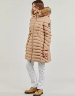 Superdry - FUJI HOODED MID FAUSSE FOURRURE< Manteaux