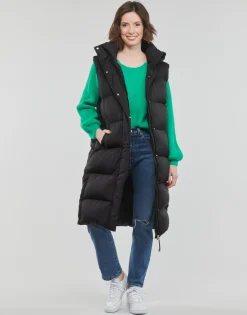 Superdry - LONGLINE HOODED PUFFER GILET Noir Clearance