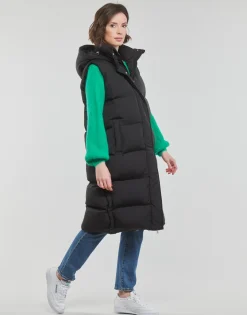 Superdry - LONGLINE HOODED PUFFER GILET Noir Clearance