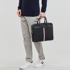 Tommy Hilfiger - TH COATED CANVAS COMPUTER BAG Noir Discount
