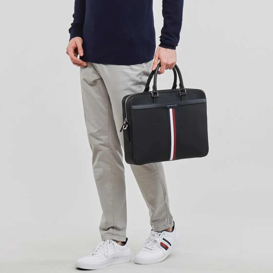 Tommy Hilfiger - TH COATED CANVAS COMPUTER BAG Noir Discount