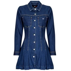 Tommy Jeans Robes^- DENIM PLEATED TRUCKER DRESS