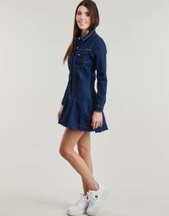 Tommy Jeans Robes^- DENIM PLEATED TRUCKER DRESS