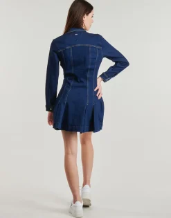 Tommy Jeans Robes^- DENIM PLEATED TRUCKER DRESS