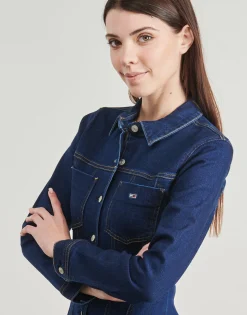 Tommy Jeans Robes^- DENIM PLEATED TRUCKER DRESS