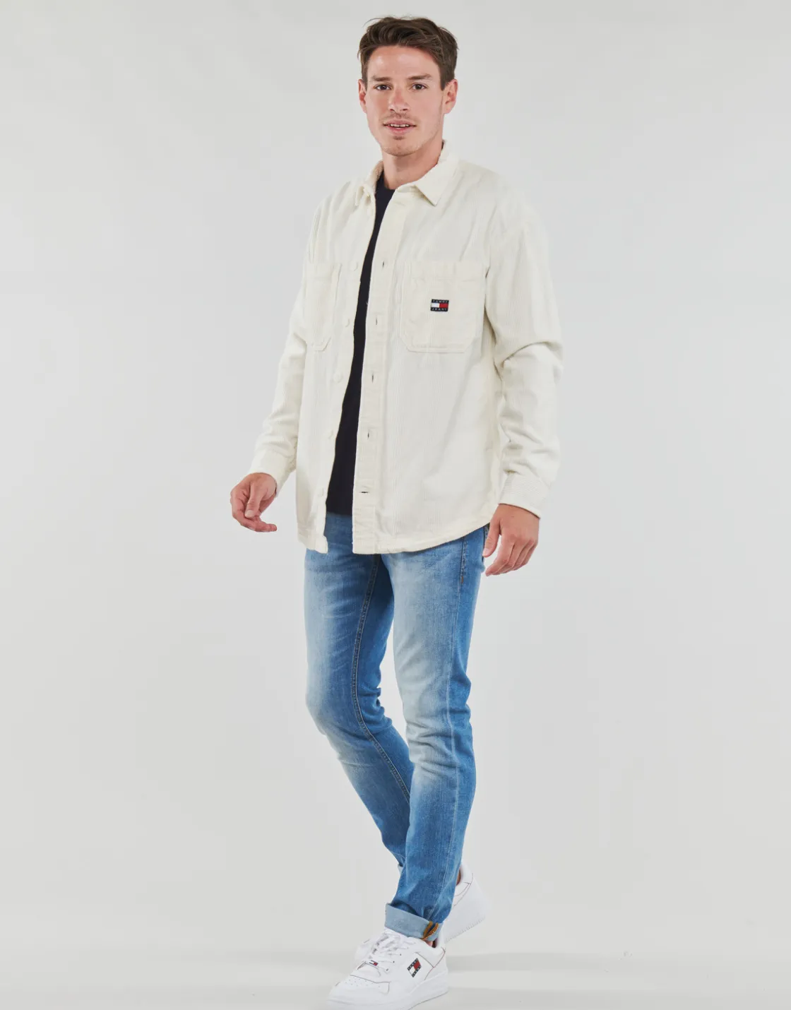 Tommy Jeans - TJM CASUAL CORDUROY OVERSHIRT Blanc Discount