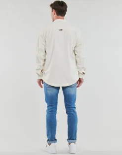 Tommy Jeans - TJM CASUAL CORDUROY OVERSHIRT Blanc Discount
